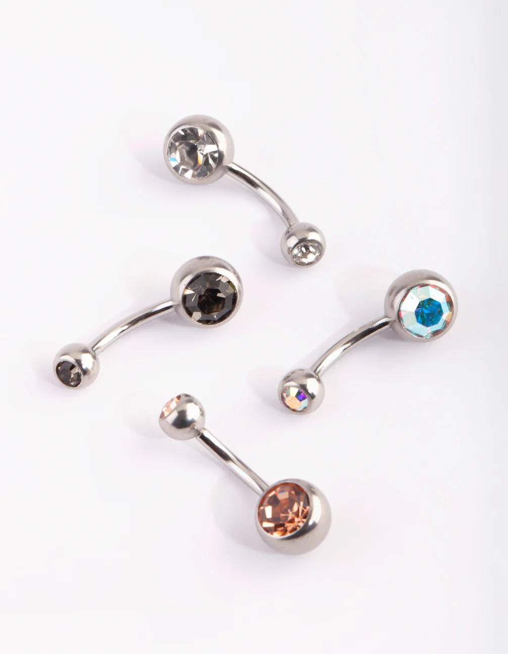 Surgical Steel Diamante Belly Ring 4-Pack - Image 2