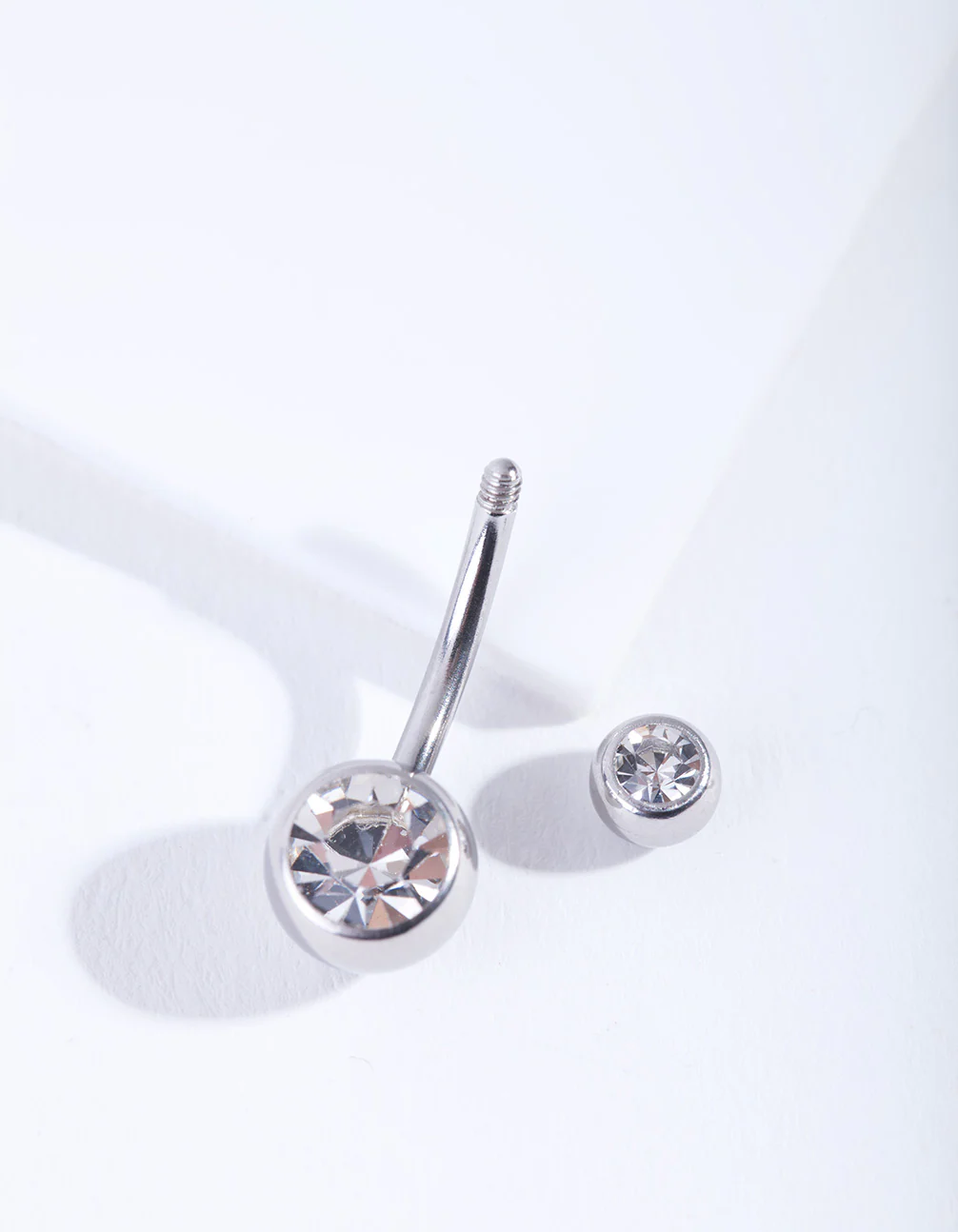 Silver Double Diamante Belly Bar - Image 3