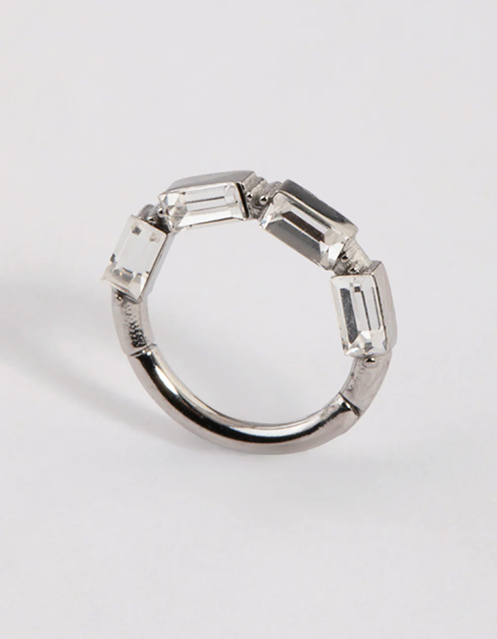Surgical Steel Crystal Baguette Clicker Ring - Image 3