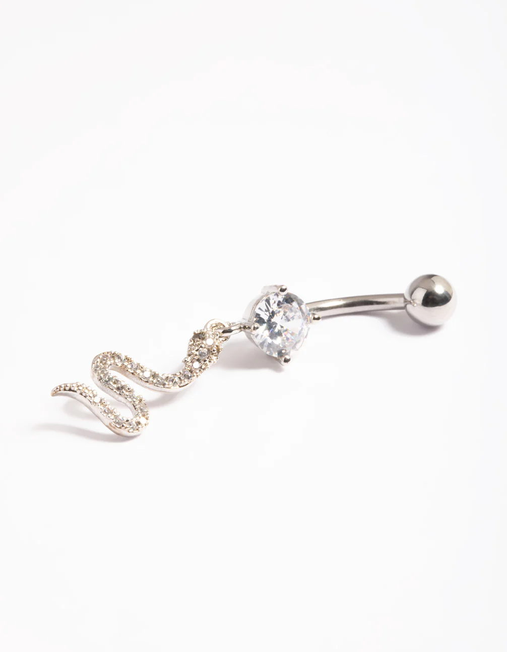 Surgical Steel Crystal Snake Drop Belly Ring - Image 3