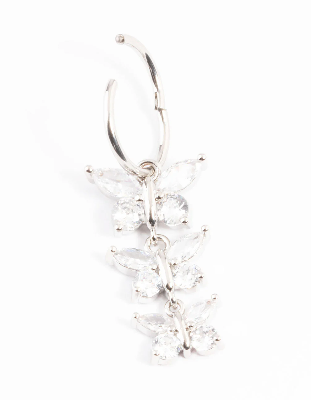 Surgical Steel Cubic Zirconia Three Butterfly Belly Ring - Image 2
