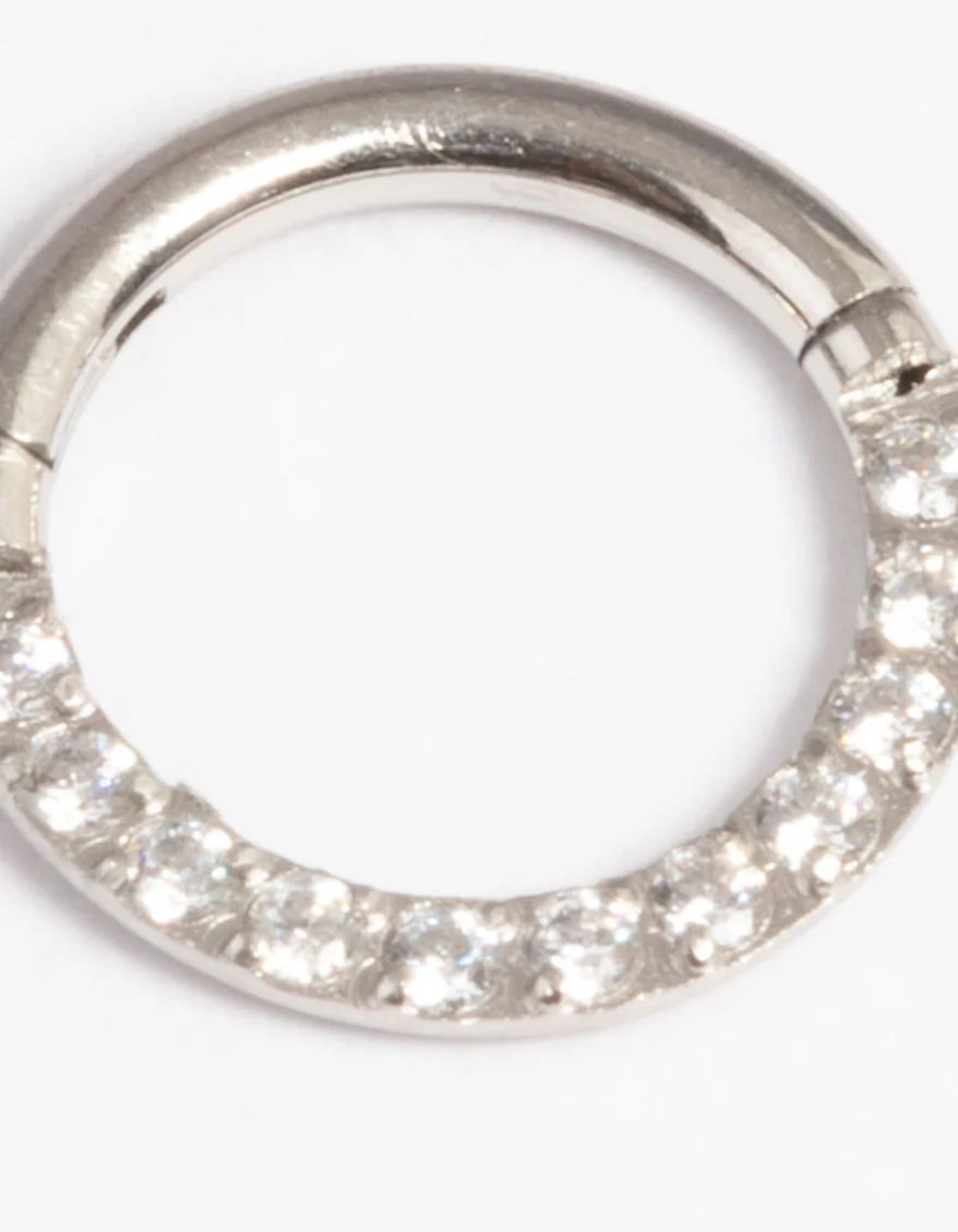 Surgical Steel Cubic Zirconia Clicker Ring 7mm - Image 2