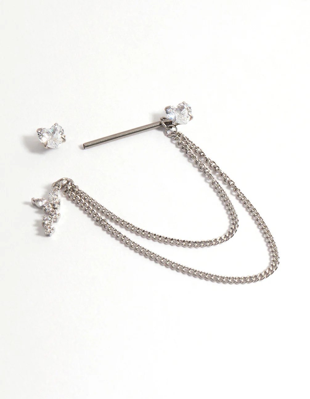 Surgical Steel Cubic Zirconia Chain Nipple Piercing - Image 3