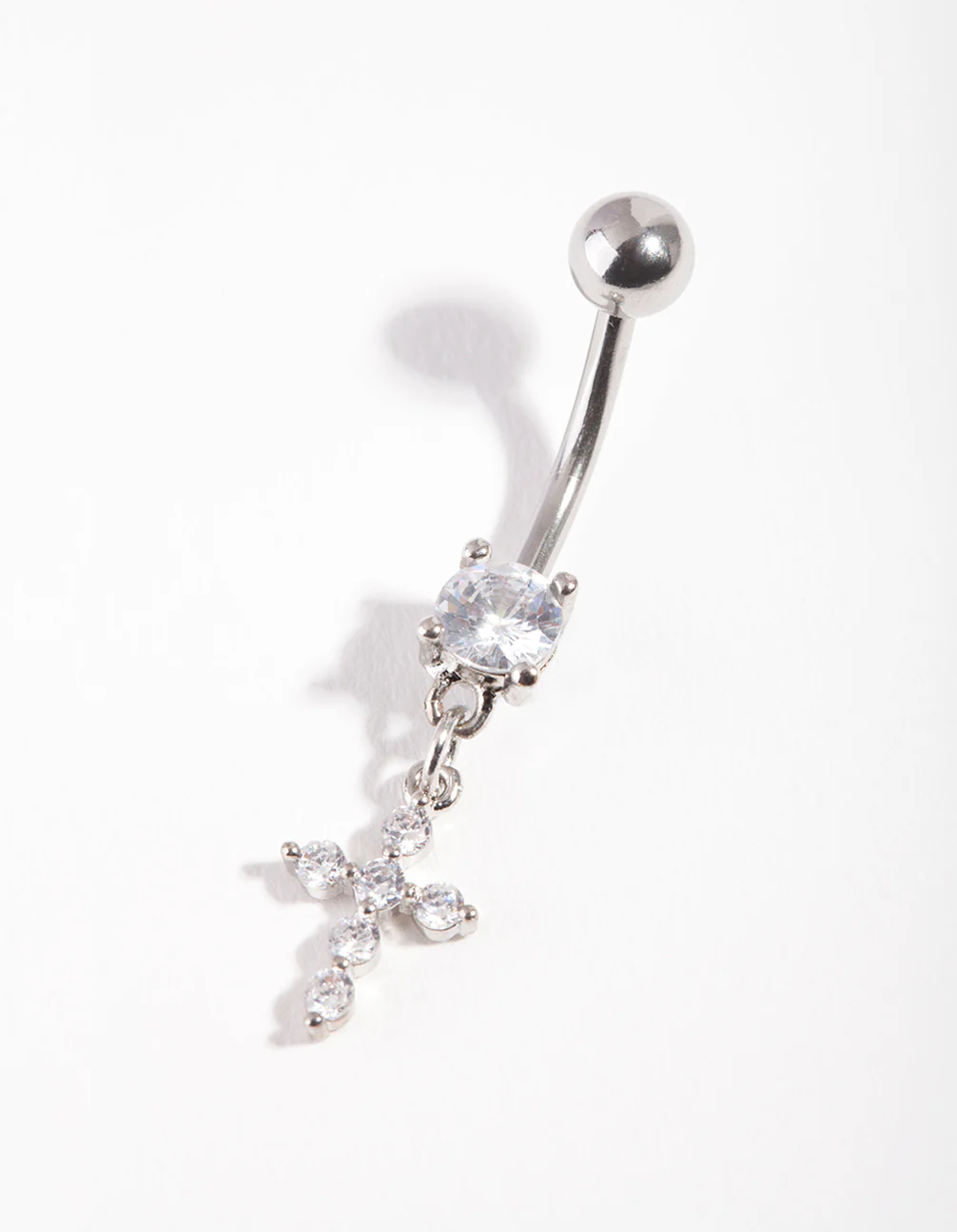 Surgical Steel Cubic Zirconia Belly Bar - Image 2