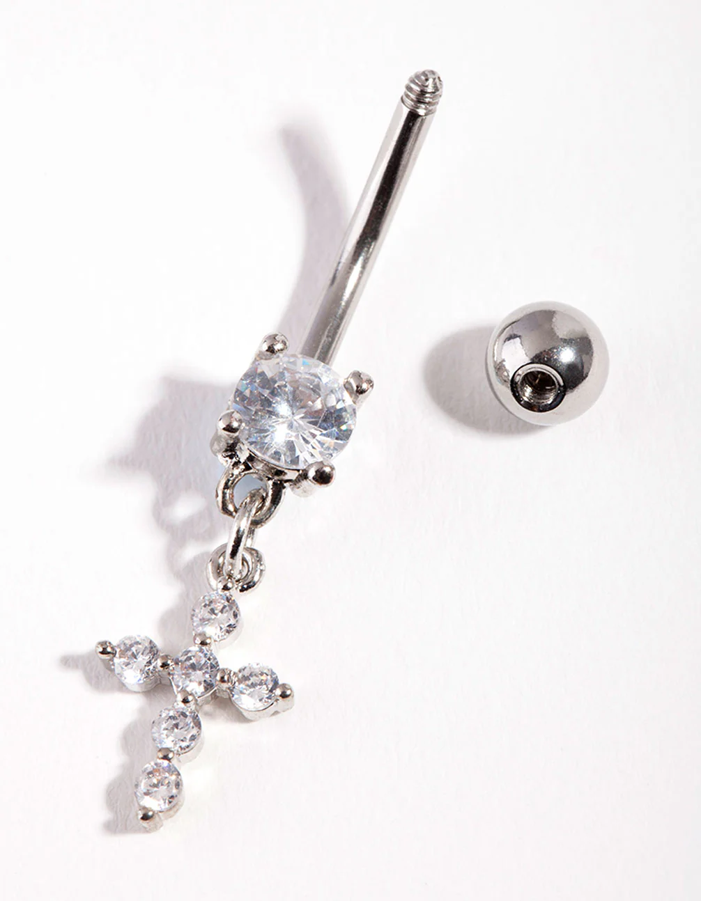Surgical Steel Cubic Zirconia Belly Bar - Image 3