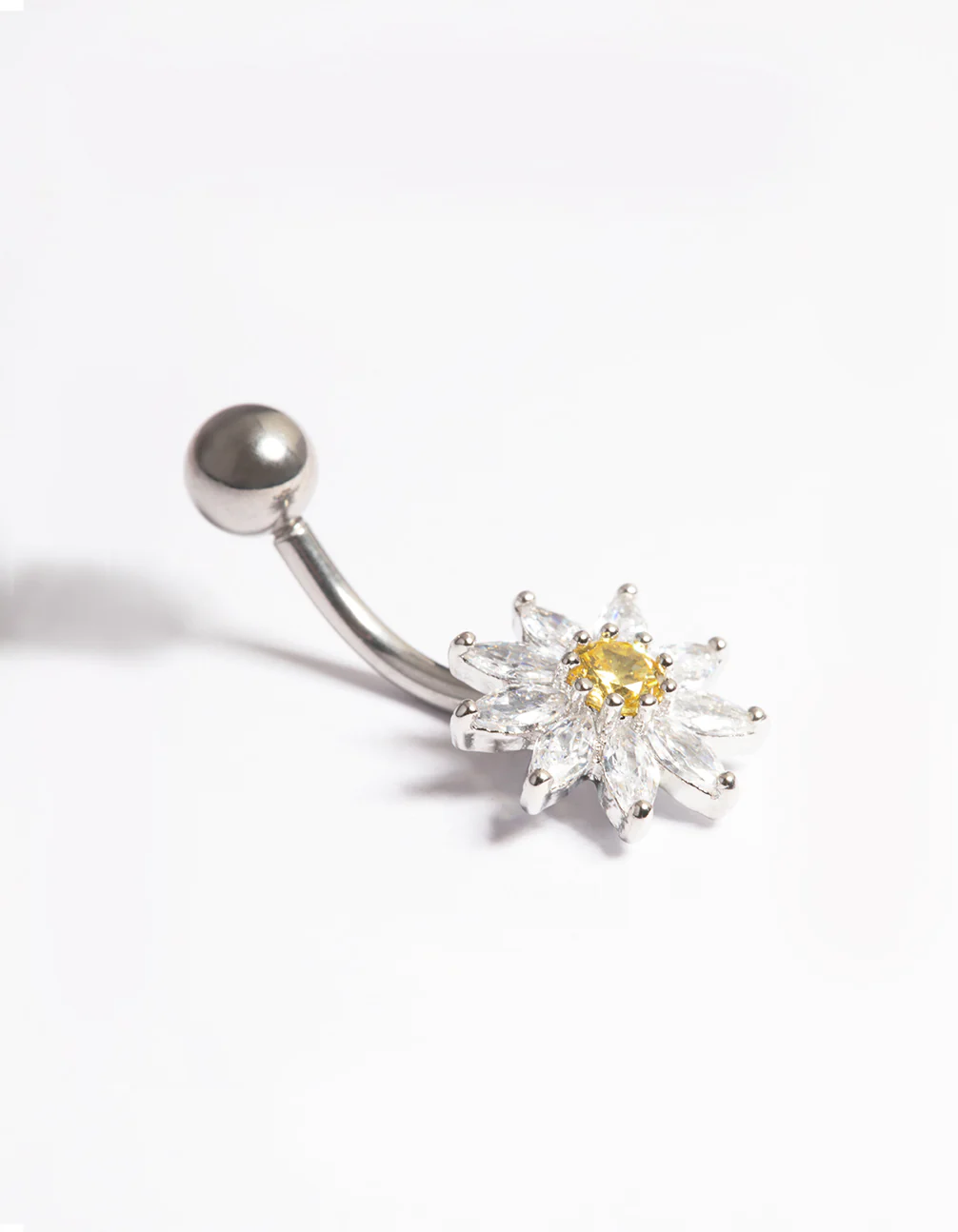 Surgical Steel Cubic Zirconia Daisy Belly Ring - Image 2