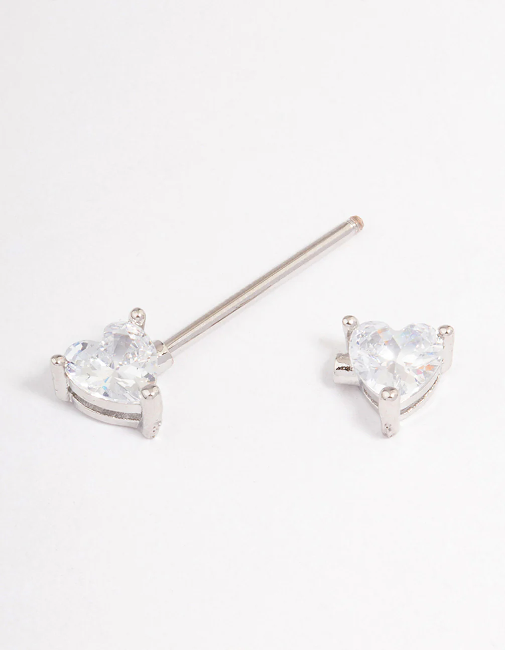 Surgical Steel Cubic Zirconia Double Heart Nipple Piercing - Image 2