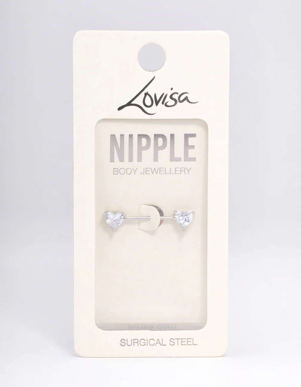 Surgical Steel Cubic Zirconia Double Heart Nipple Piercing - Image 3