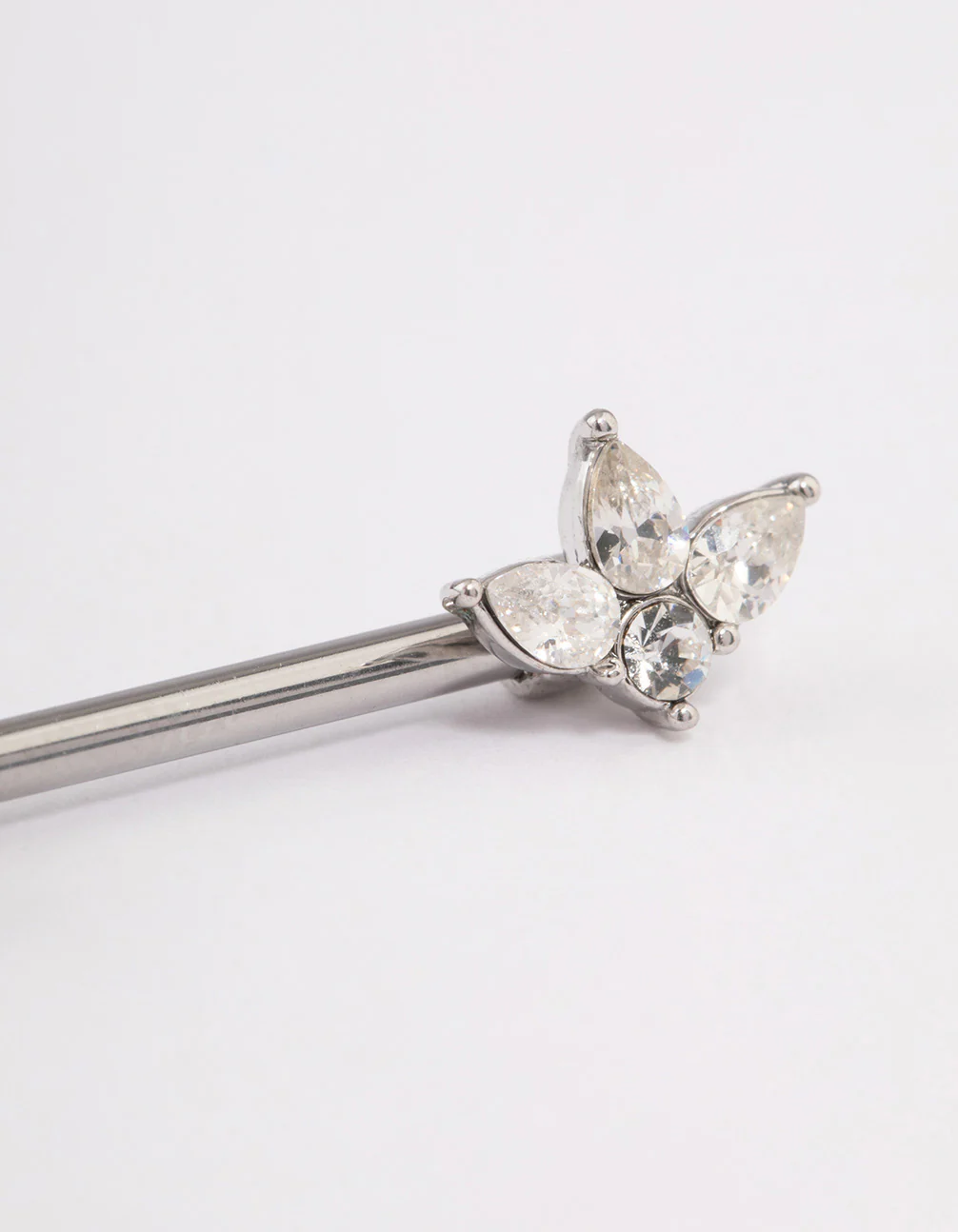 Surgical Steel Cubic Zirconia Double Marquise Nipple Piercing - Image 2