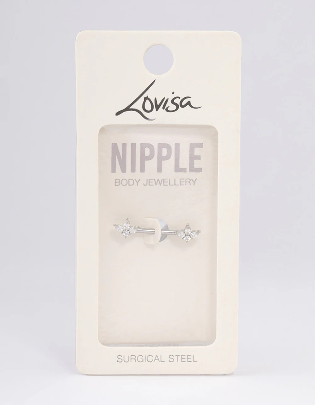 Surgical Steel Cubic Zirconia Double Marquise Nipple Piercing - Image 3
