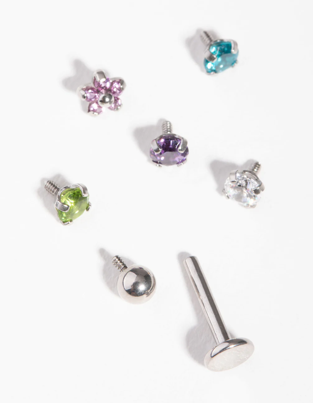 Surgical Steel Cubic Zircona Flower Flat Back 6-Pack - Image 2