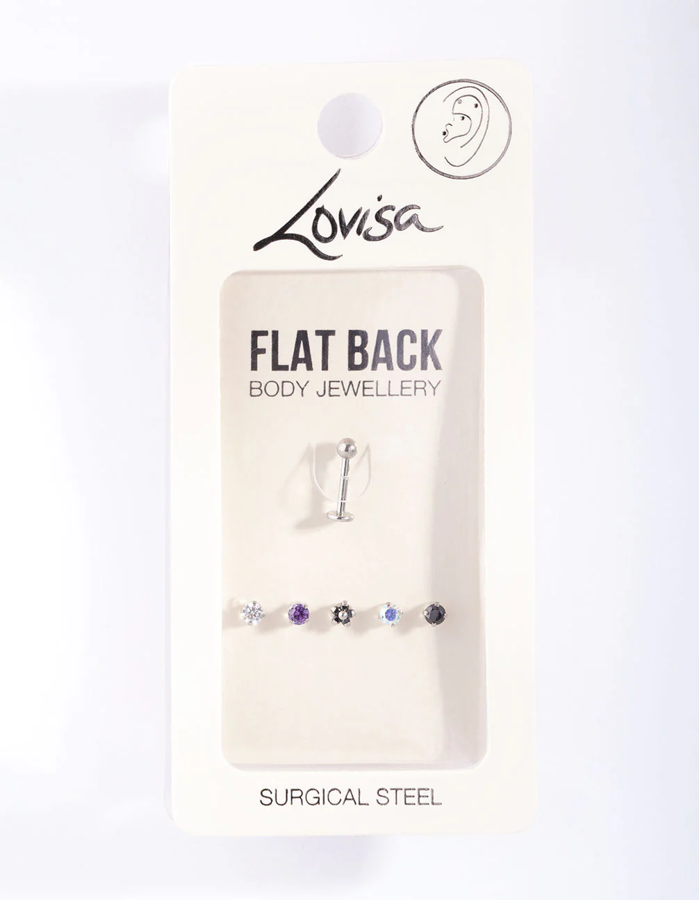 Surgical Steel Single Flat Back Bar & Interchangeable Ends 6-Pack - Image 3