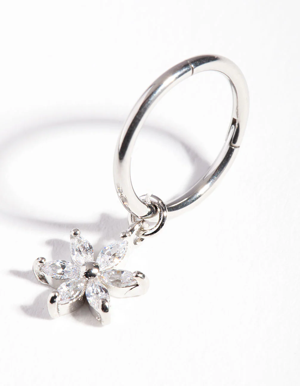 Surgical Steel Floral Cubic Zirconia Belly Ring - Image 2
