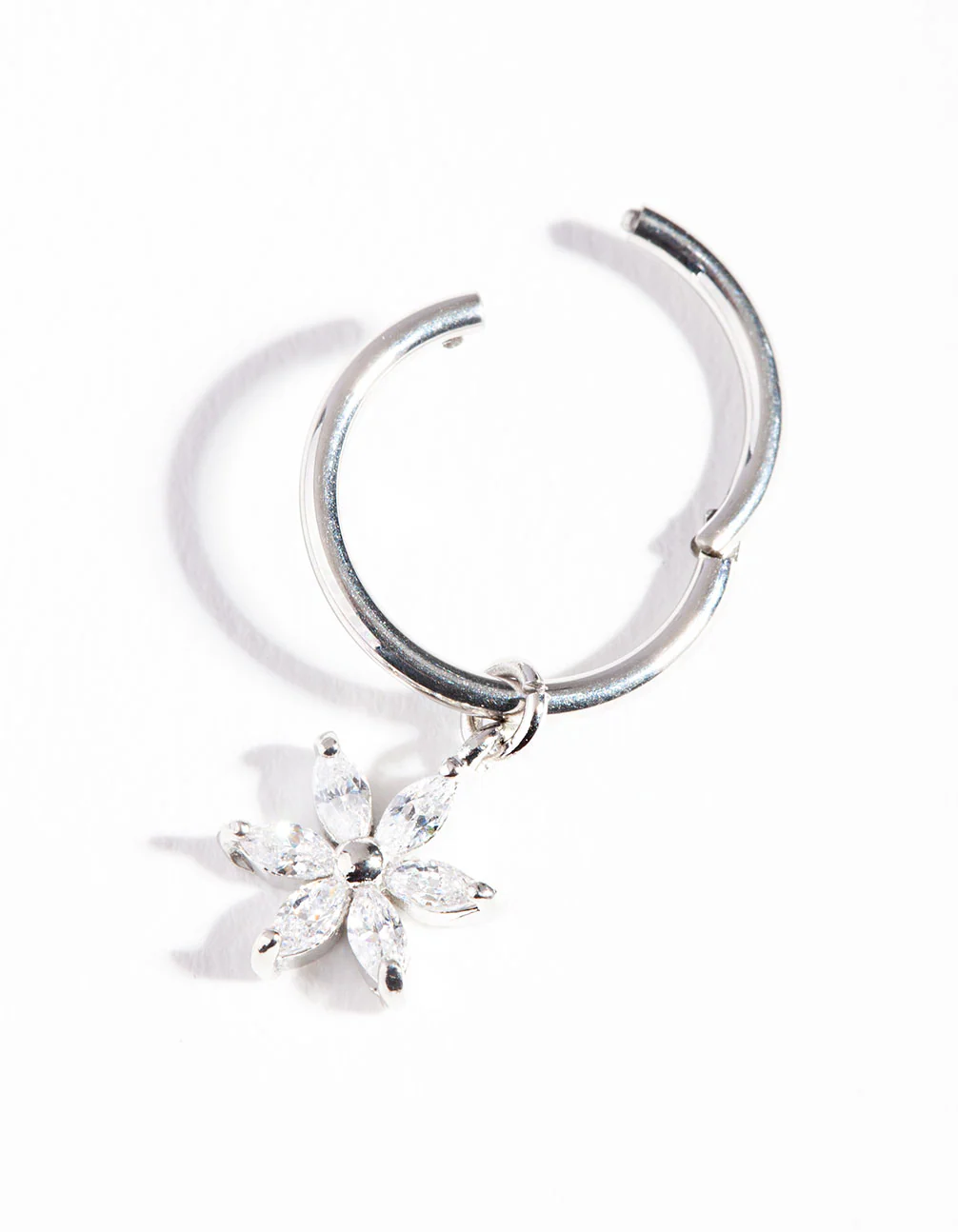 Surgical Steel Floral Cubic Zirconia Belly Ring - Image 3