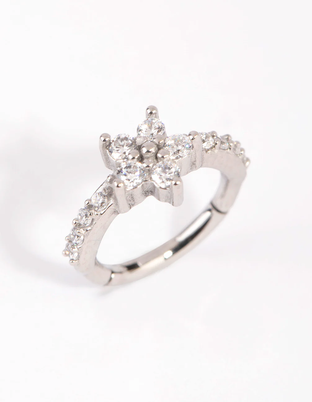 Surgical Steel Cubic Zirconia Flower Clicker - Image 2