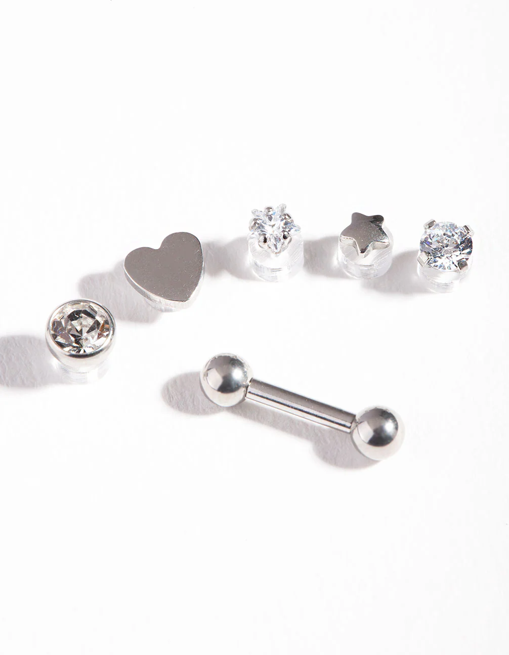 Surgical Steel Cubic Zirconia Heart Barbell 6-Pack - Image 2