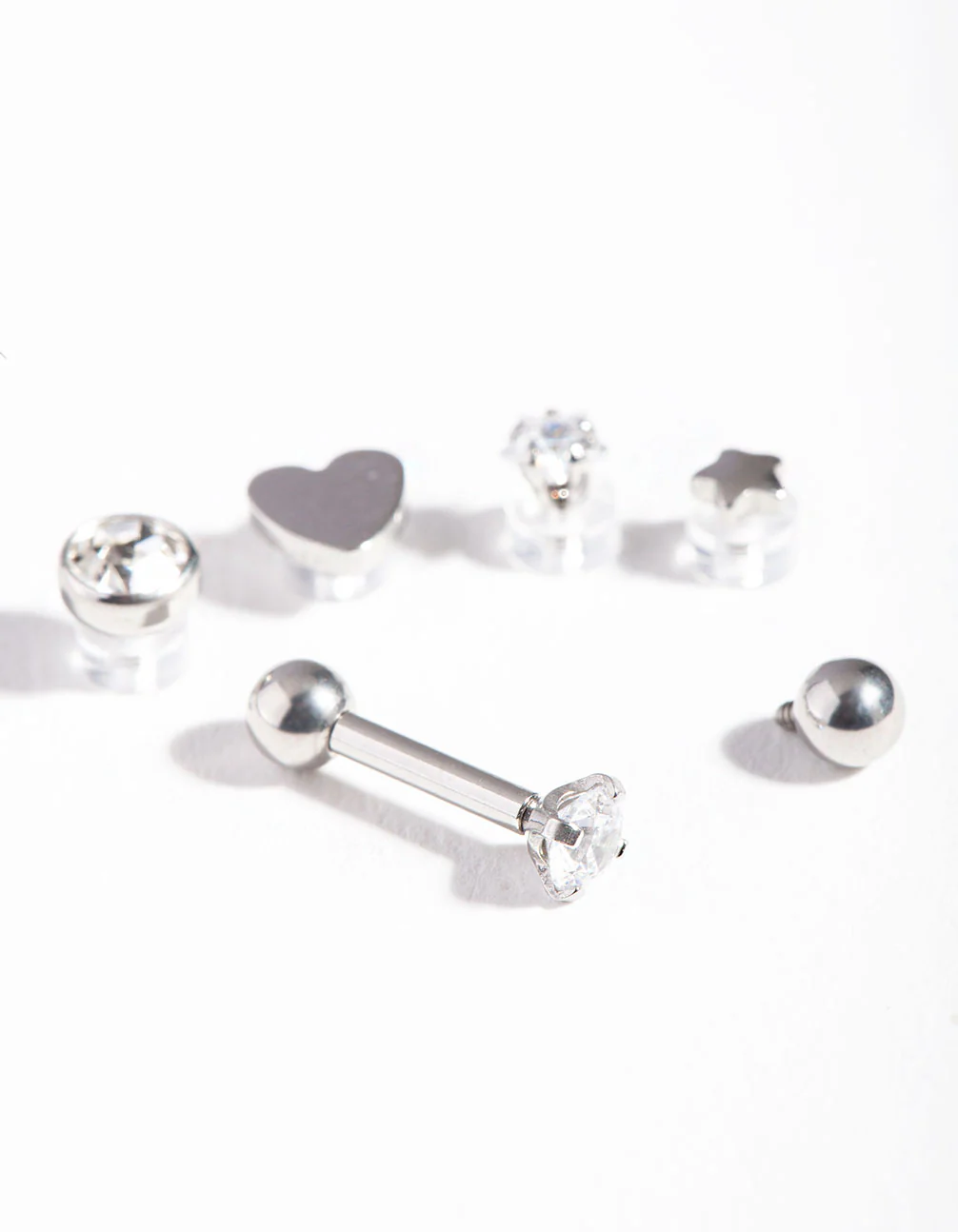 Surgical Steel Cubic Zirconia Heart Barbell 6-Pack - Image 3