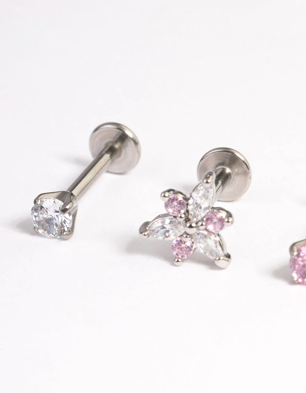 Surgical Steel Cubic Zirconia Marquise Flower Flat Back Pack - Image 2