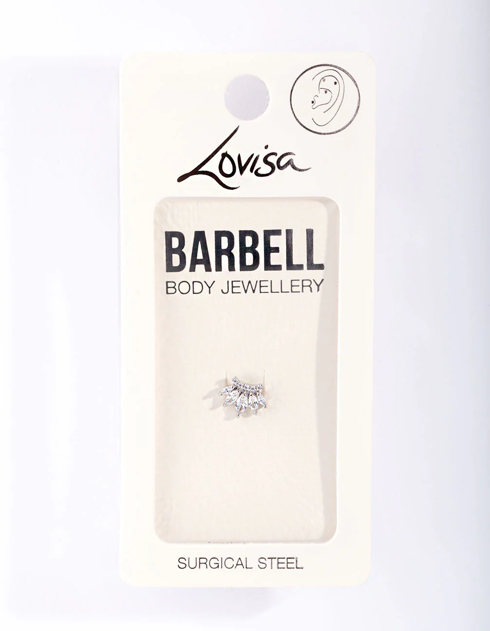 Silver Surgical Steel Cubic Zirconia Floral Barbell