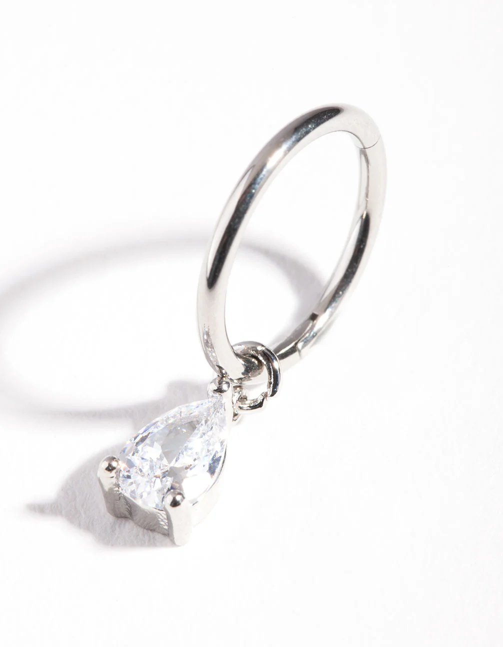 Surgical Steel Cubic Zirconia Droplet Belly Ring - Image 2