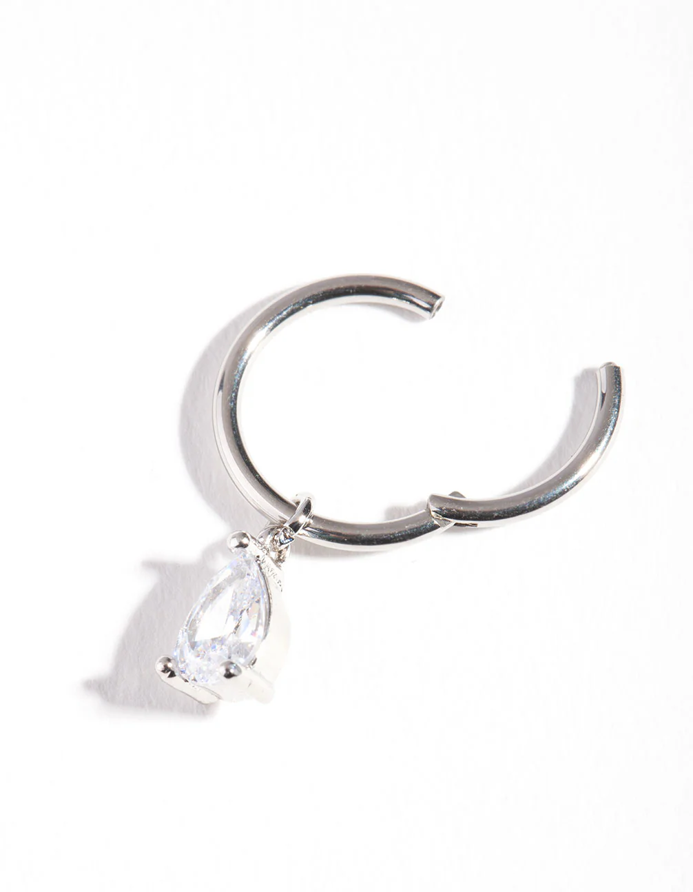 Surgical Steel Cubic Zirconia Droplet Belly Ring - Image 3