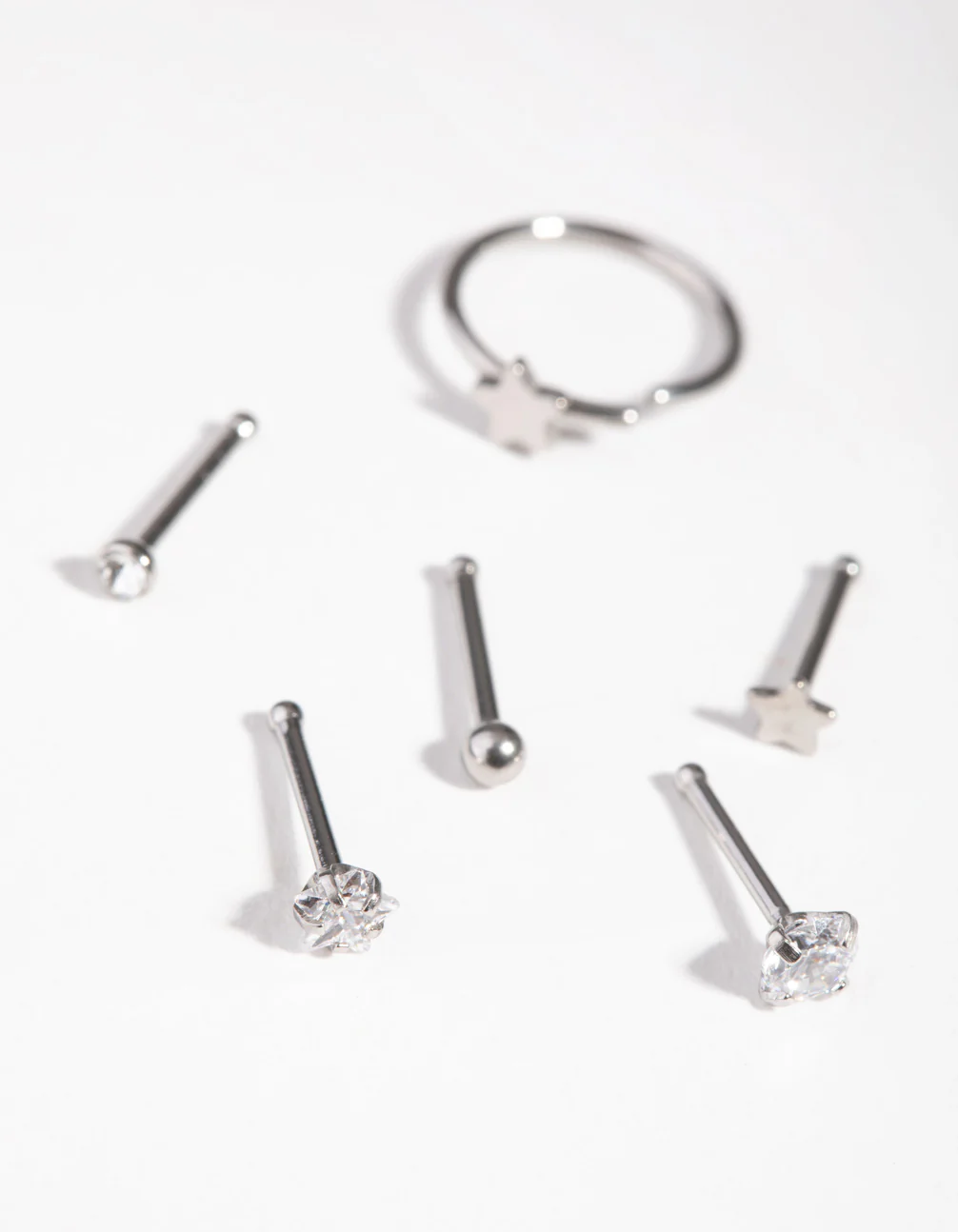 Surgical Steel Cubic Zirconia Star Nose Stud 6-Pack - Image 2