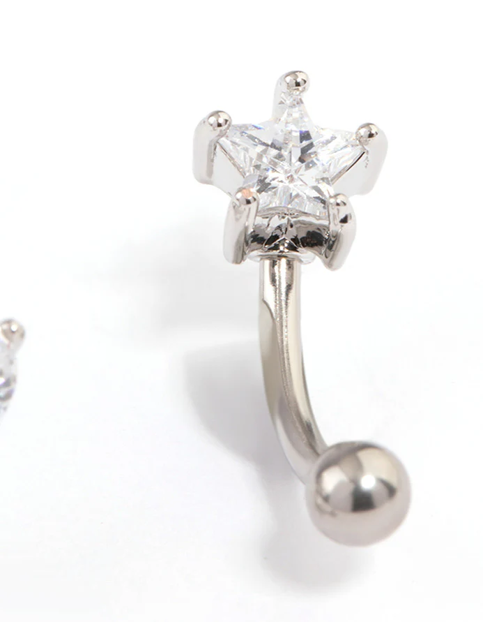Surgical Steel Cubic Zirconia Star Claw Earrings Pack - Image 2