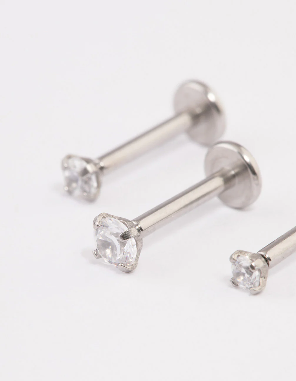 Surgical Steel Cubic Zirconia Threadless Flat Back Studs Pack - Image 2