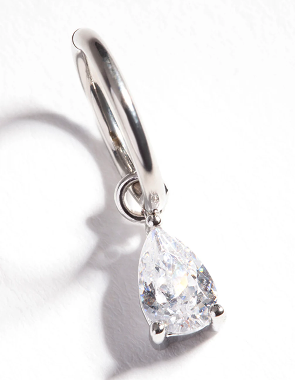 Surgical Steel Cubic Zirconia Droplet Ear Ring - Image 2