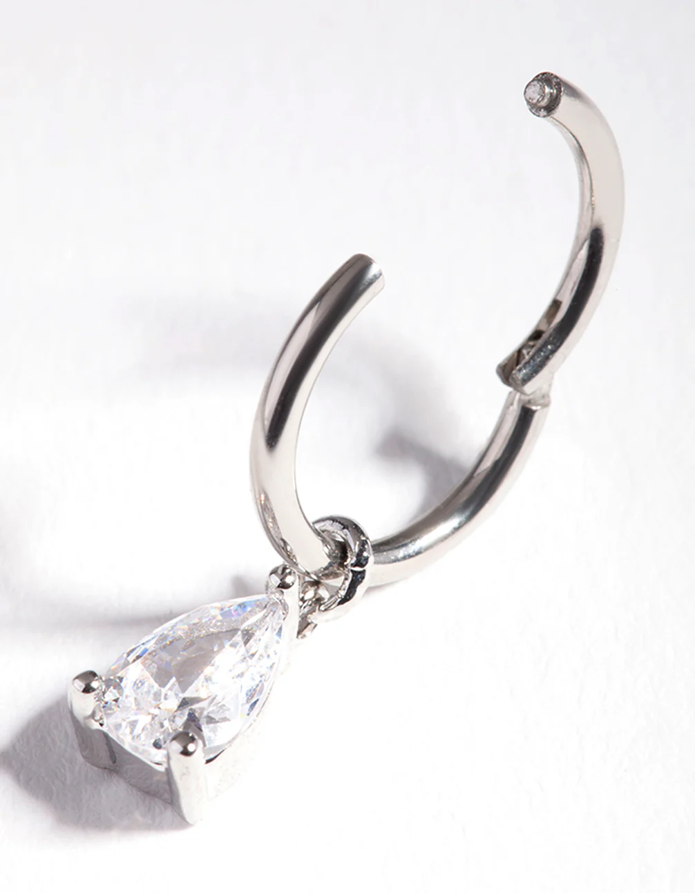 Surgical Steel Cubic Zirconia Droplet Ear Ring - Image 3