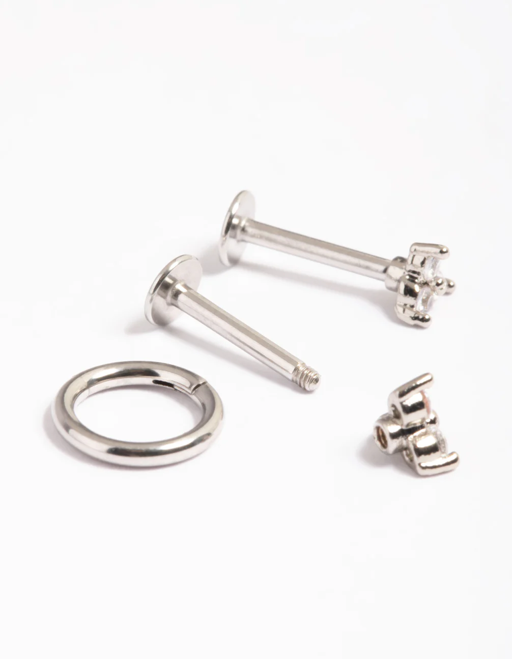 Surgical Steel Cubic Zirconia Tri Clicker Earrings Pack - Image 3