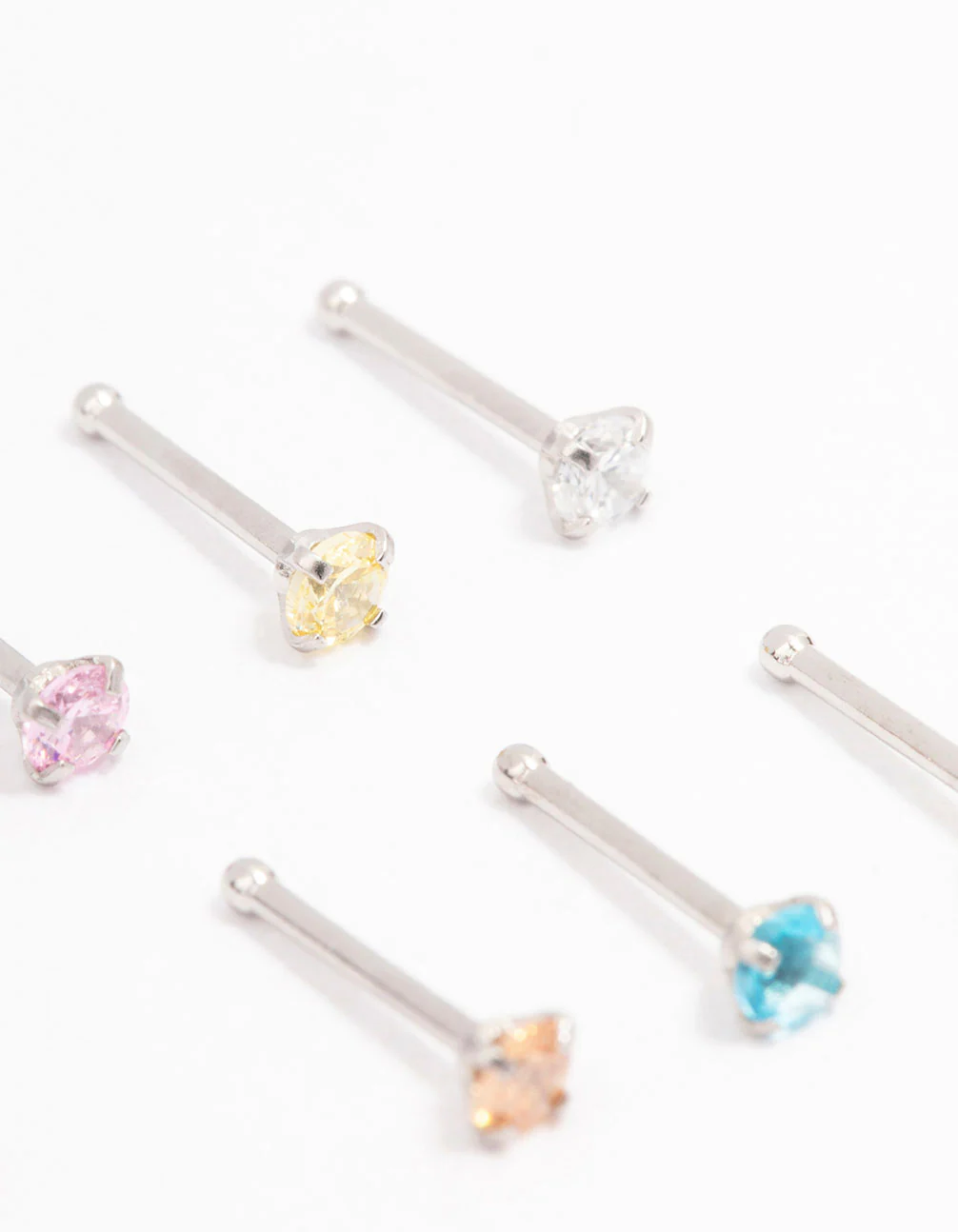 Surgical Steel  Dainty Diamante Nose Hook 6-Pack - Image 2