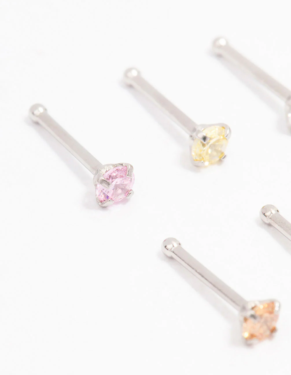 Surgical Steel  Dainty Diamante Nose Hook 6-Pack - Image 3