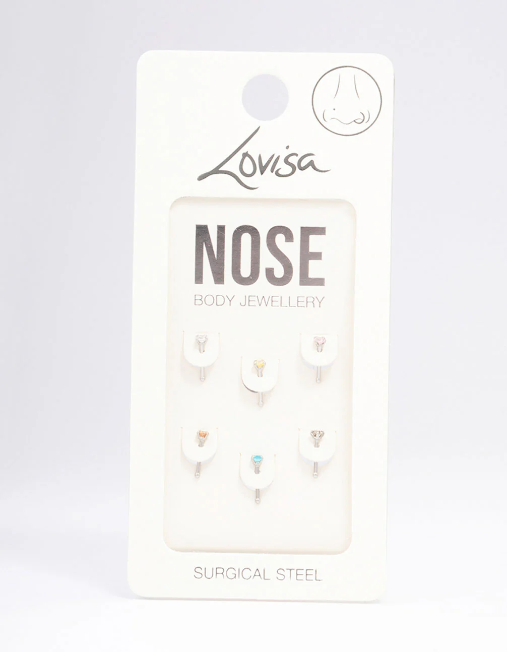 Surgical Steel  Dainty Diamante Nose Hook 6-Pack - Image 4