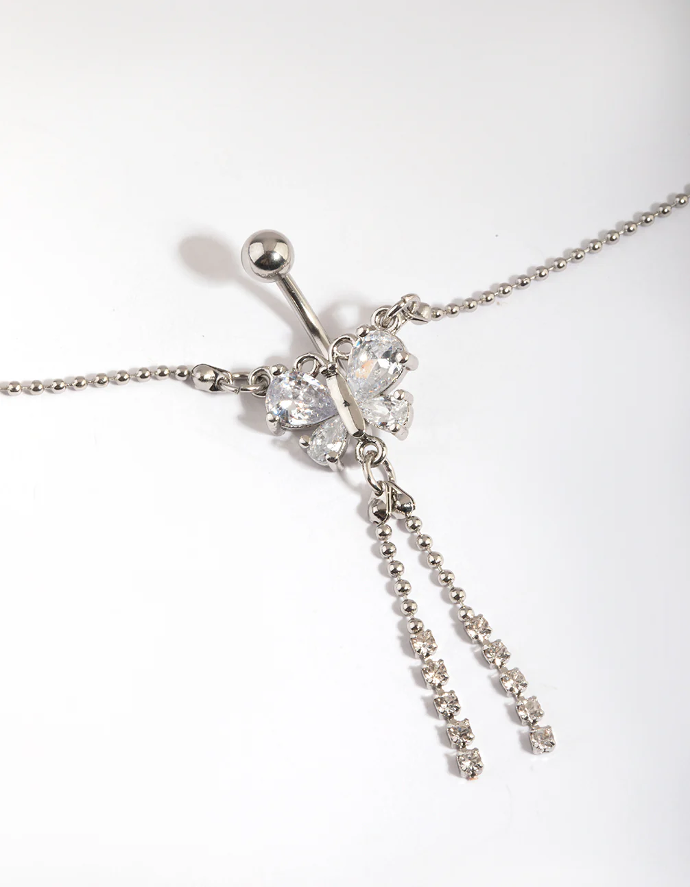 Surgical Steel Butterfly Diamante Belly Bar - Image 2