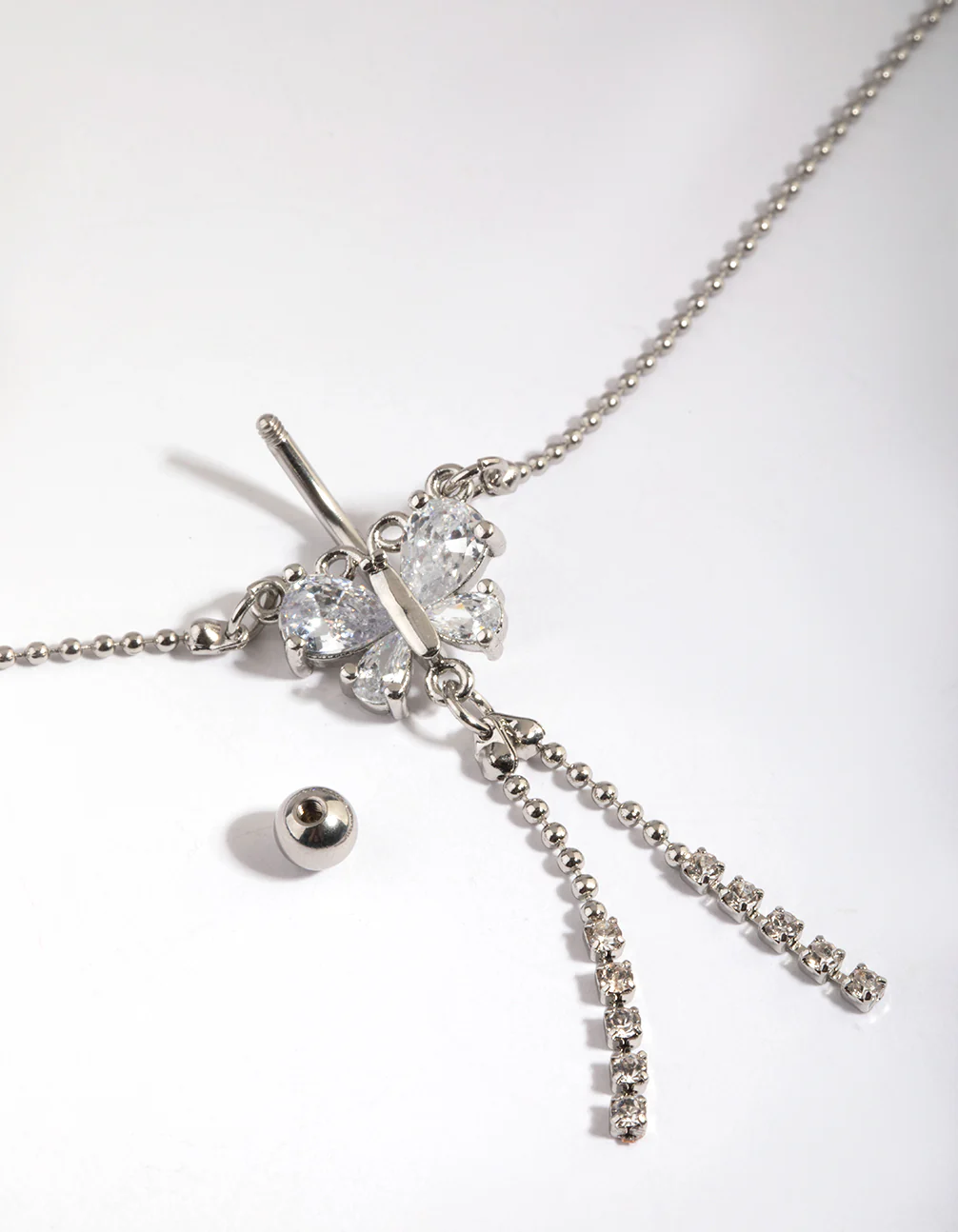 Surgical Steel Butterfly Diamante Belly Bar - Image 3