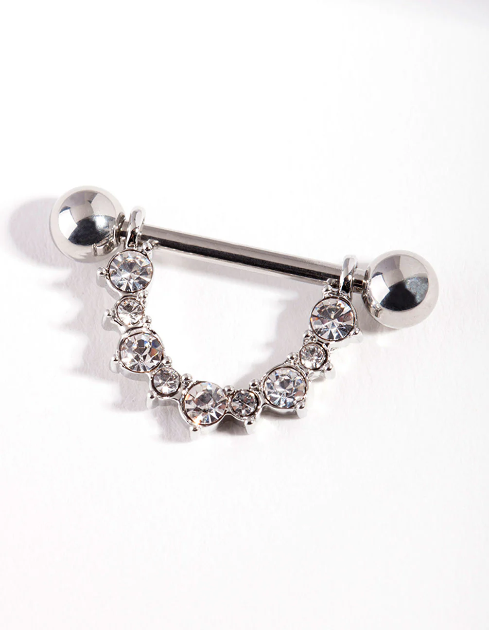 Surgical Steel Diamante Curve Nipple Bar - Image 2