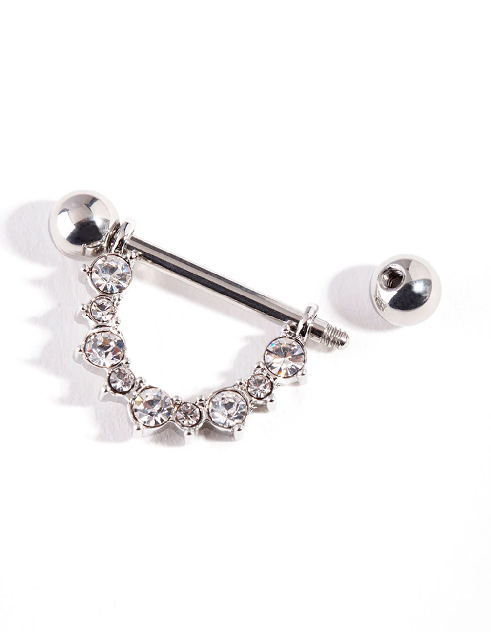 Surgical Steel Diamante Curve Nipple Bar - Image 3