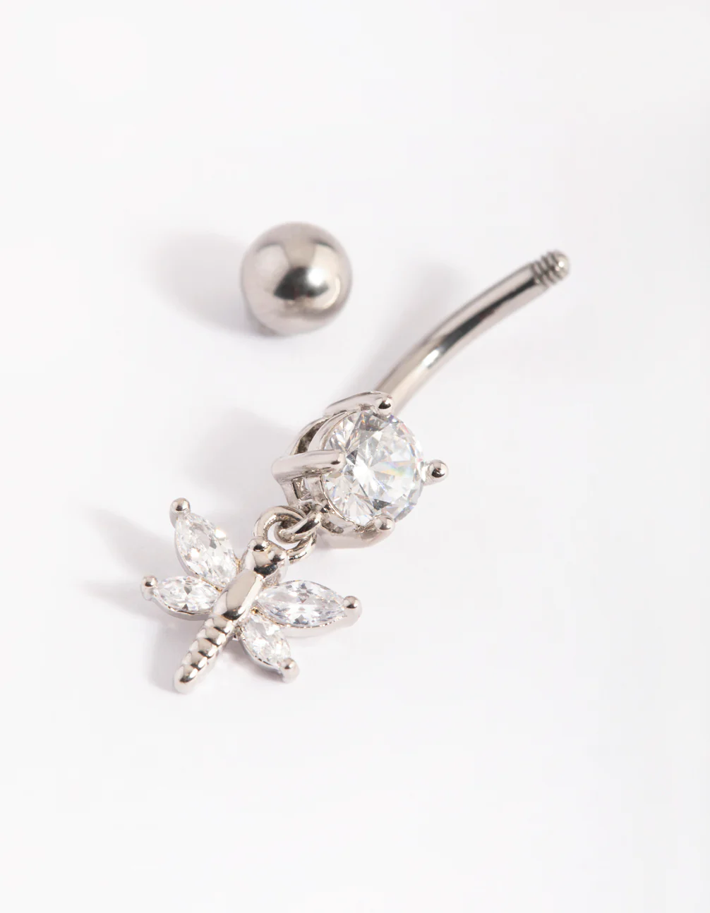 Surgical Steel Dragonfly Diamante Belly Bar - Image 2