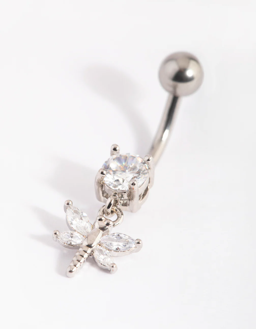 Surgical Steel Dragonfly Diamante Belly Bar - Image 3
