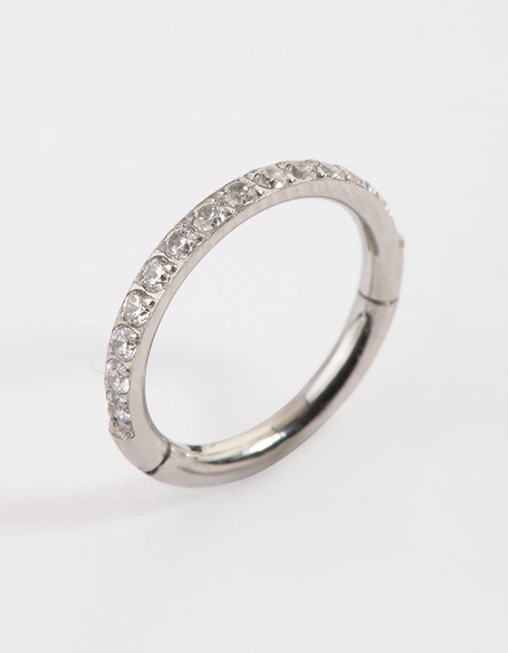 Surgical Steel Fine Pave Band Clicker Ring - Image 3