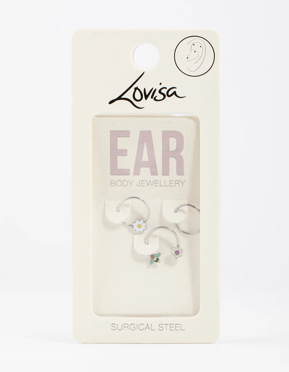 Surgical Steel Flower & Bee Horseshoe Earring Pack - Image 4