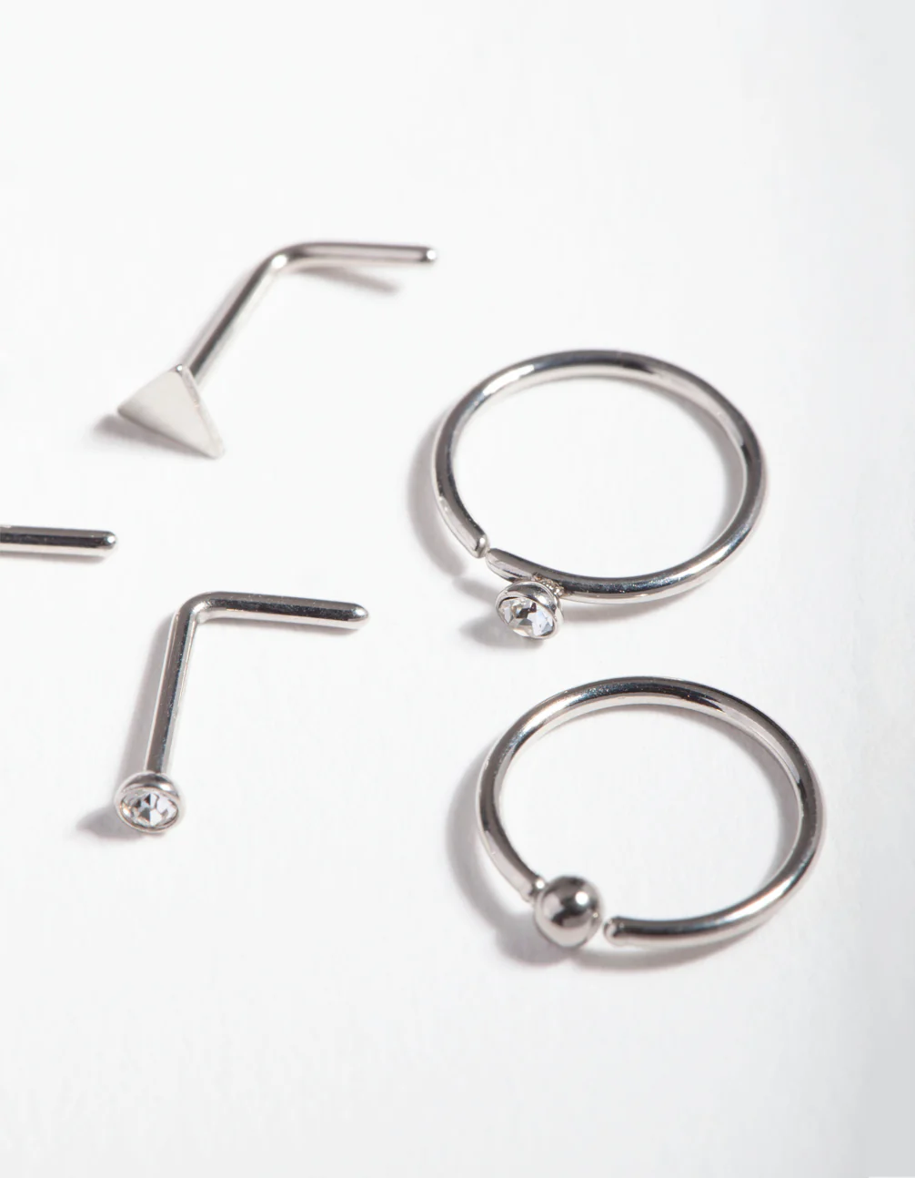 Surgical Steel Geometric Diamante Nose Ring 6-Pack - Image 3