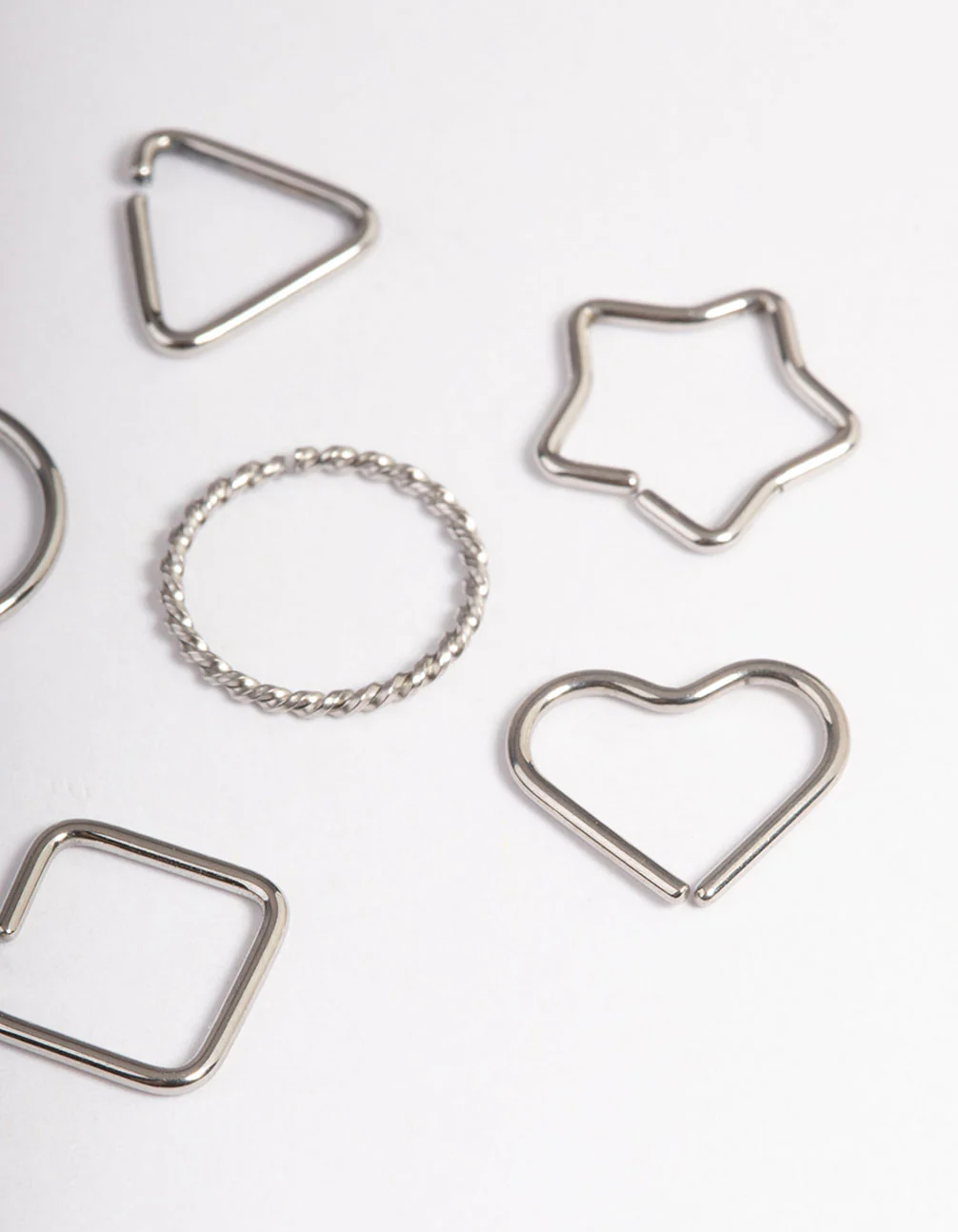 Surgical Steel Geometric Rings Nose Stud 6-Pack - Image 3