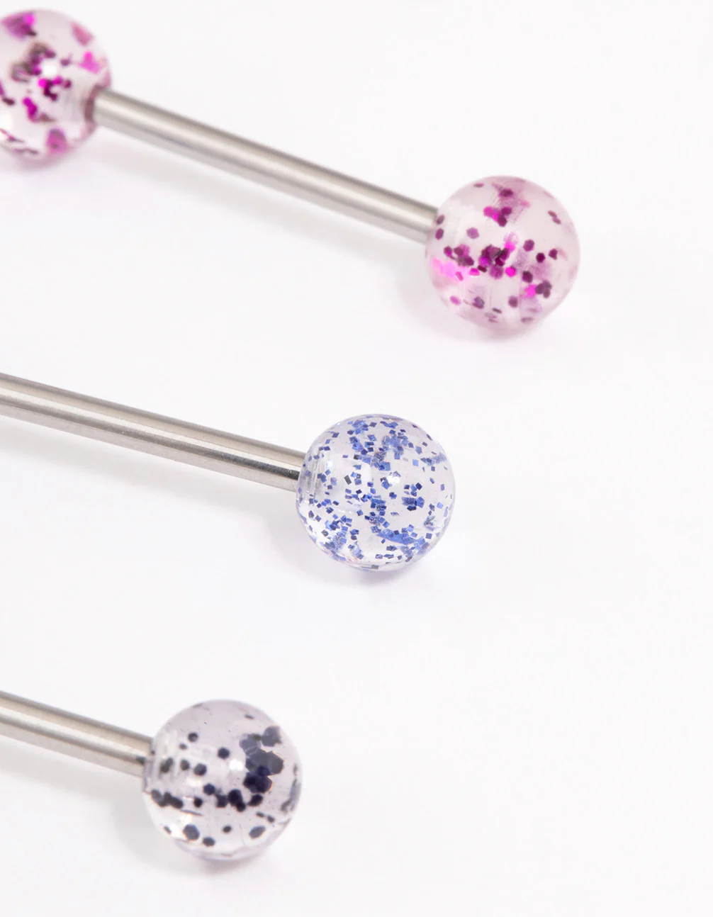 Surgical Steel Glitter Tongue Ring Pack - Image 2