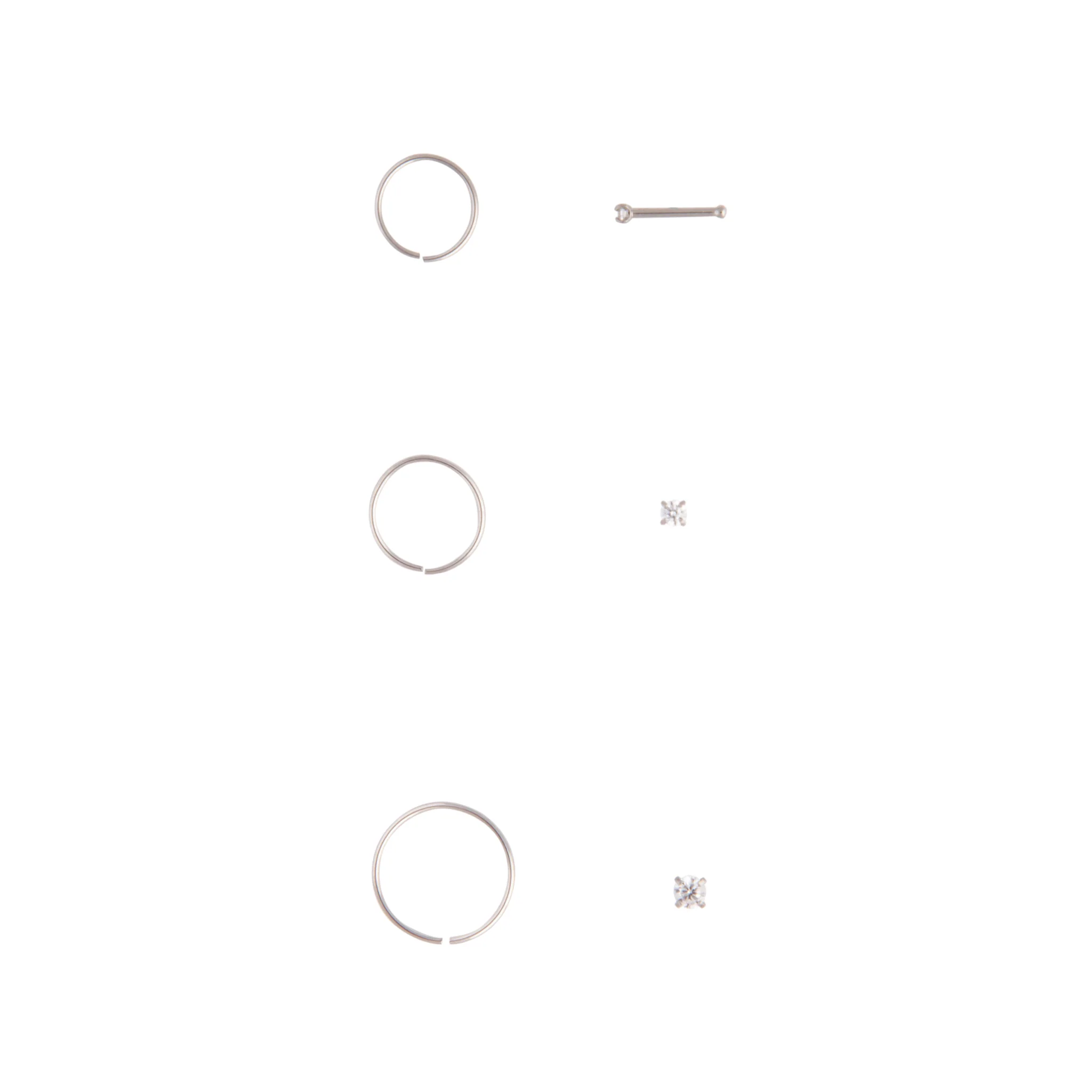 Surgical Steel Cubic Zirconia  Nose Ring 6-Pack - Image 2