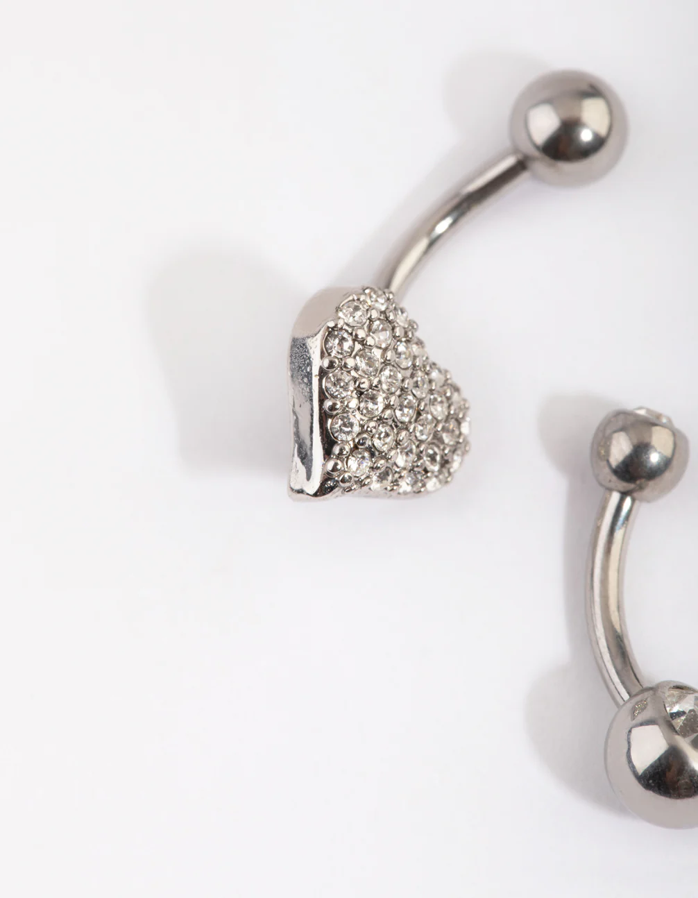Surgical Steel Heart & Diamante Belly Ring Set - Image 2