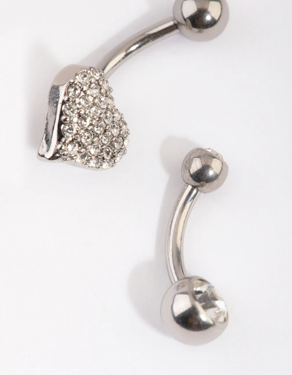 Surgical Steel Heart & Diamante Belly Ring Set - Image 3