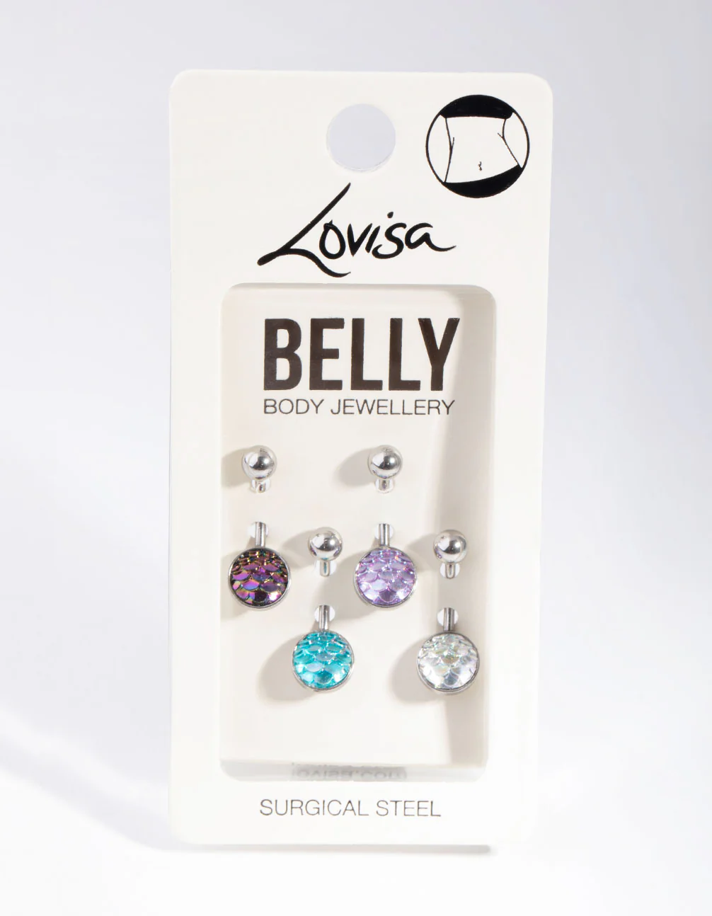 Surgical Steel  Mermaid Scale Belly Ring 4-Pack - Image 3