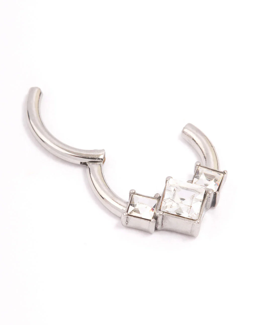 Surgical Steel Princess Cut Clicker Ring - Image 2